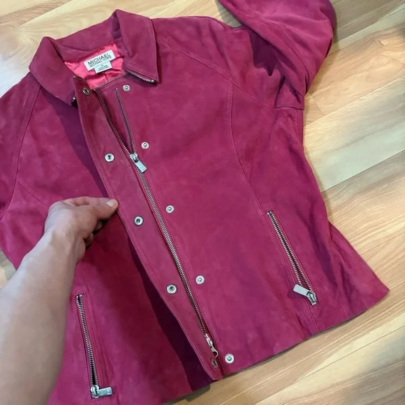 Michael Kors Barbie Pink Suede Jacket Sz Medium Coastal Cowgirl Western Boho Y2K - Picture 10 of 16